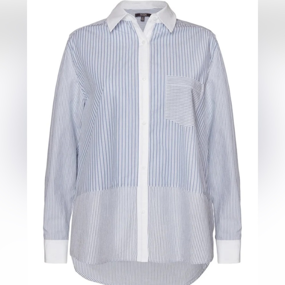 NYDJ Blue Striped Blouse NWOT - Picture 2 of 4